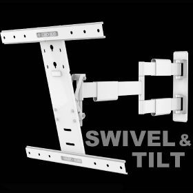 An image of White swivel & tilt. TVs up to 60". Max VESA 400x400